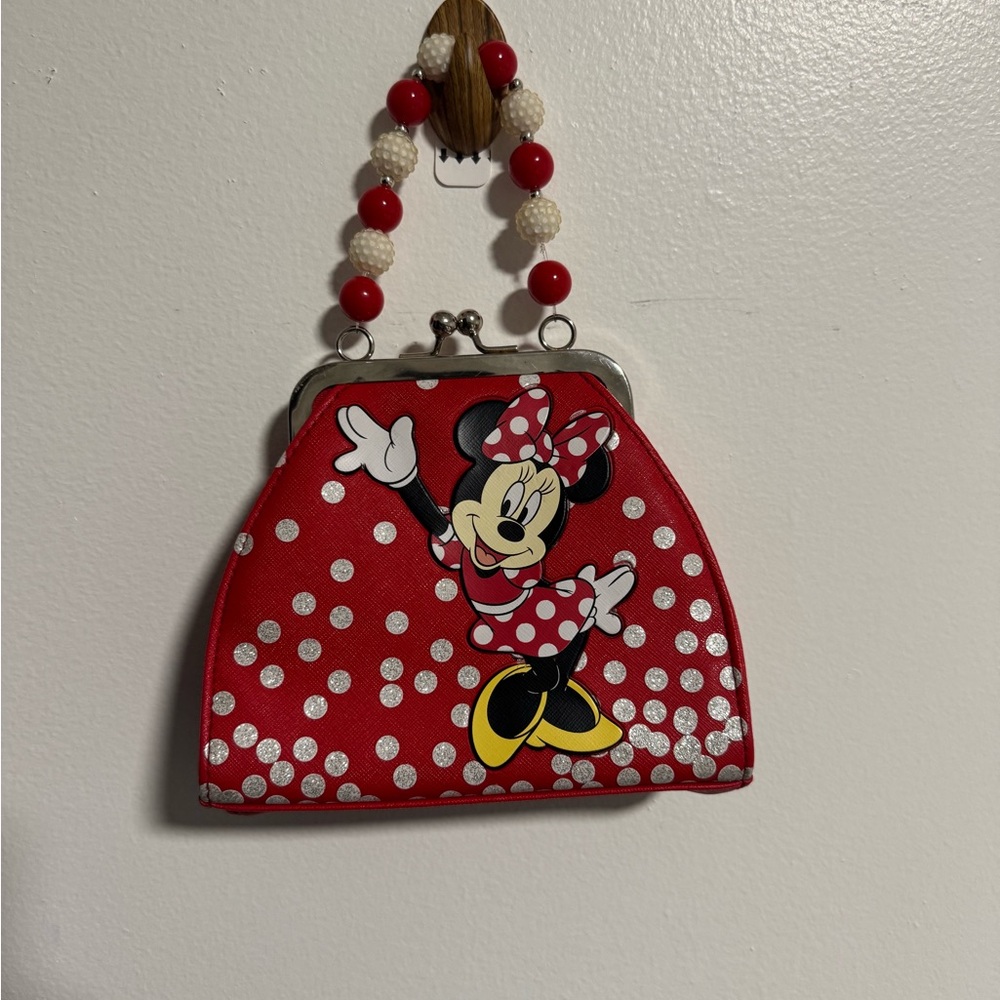 Disney Minnie Mouse Red Polka Dot Kiss Lock Purse Mini Handbag Cute Reto Style